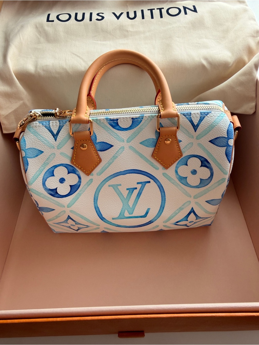 LOUIS VUITTON SPEEDY 25 BY THE POOL BLUE LAGOON BRAND NEW IN BOX W/DUST BAG TAGS - Picture 4 of 11